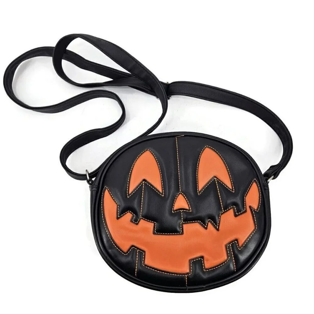 Pumpkin Kult Love Pain Stitches Jack O Lantern Pumpkin Handbag Black 2 Faces